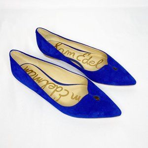 Sam Edelman Womens Ruby Blue Leather Pointed Toe Slip On Ballet Flat Size 7.5 M